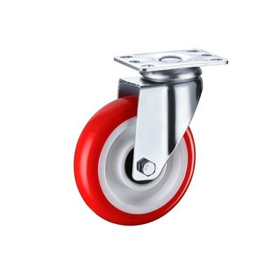 Customized Light Duty White PP Casters 38-70Kgs Capacity Double Brake Plain Bearing Caster