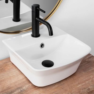 Modern Home Hotel Bathroom Wash Basin With Ceramic Counter Top Polished Surface