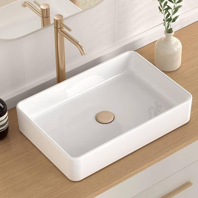 White Color Lavatory Apartment Bathroom Wash Basin Modern Design Rectangular Shaped