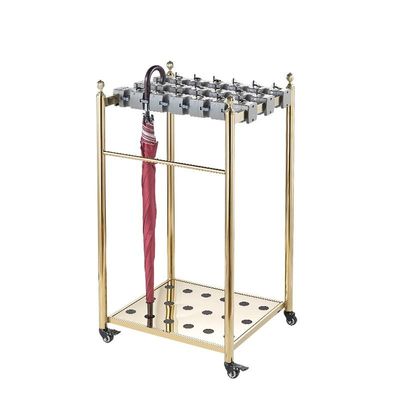 Stainless Steel Hotel Lobby Umbrella Stand With Locking Wheels Custom Size