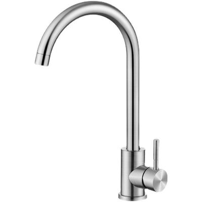 Modern Single Cold Stainless Steel Faucet Brushed Surface 360 Degree Rotation