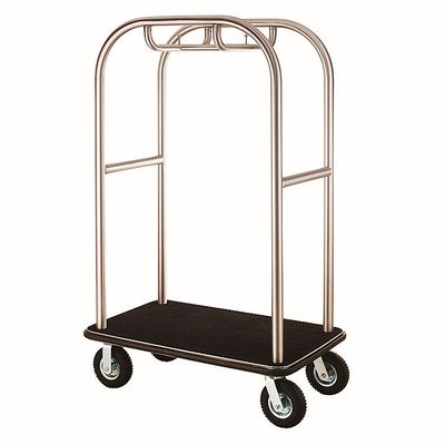 Heavy Duty Stainless Steel Hotel Luggage Carrier Cart Gold Color With Edge Protection