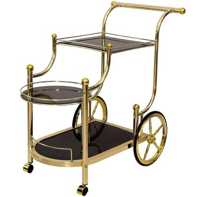 Hotel Supplies Multifunctional Wine Cart On Wheels Large Capacity Stainless Steel