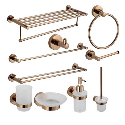10 Piece Wall Mounted Bathroom Hardware Sets Rose Gold Color Towel Bar Set