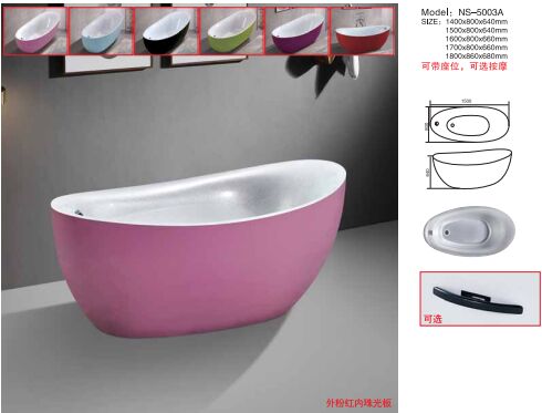 Acrylic Hotel Bathtub with Center Drain Location and Included Overflow for Luxury Soaking Experience