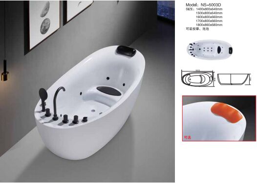 Luxury Hotel Bathtub with Center Drain Location Glossy Surface Finish and Standard Deck-mounted Faucets Compatibility