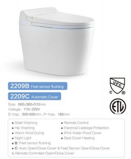 Smart Toilet with Instant Heating Type, Noise Level Less Than 40 DB, and Automatic Self-cleaning Nozzle for Modern Bathrooms