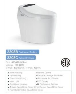 Smart Toilet with Automatic Self-cleaning Nozzle, Instant Heating Type, and Less Than 40 DB Noise Level for Enhanced Hygiene and Comfort