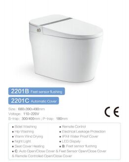 Smart Toilet Bathroom Smart Toilet with Less Than 40 DB Noise Level, Automatic Self-cleaning Nozzle, and Heated Seat With Soft Close