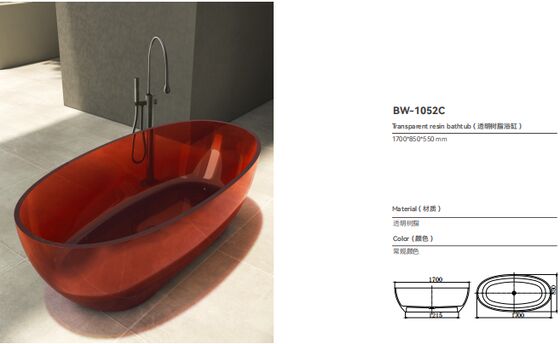 Freestanding Hotel Bathtub with Glossy Surface Finish and Center Drain for Luxury Soaking