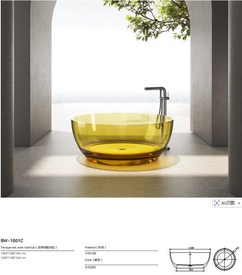 Glossy Surface Finish Freestanding Hotel Bathtub with Overflow Cover Included for Luxury Soaking Experience