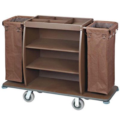 Customized Color Hotel Maids Cart Trolley , mobile Guest Room Cleaning Trolley