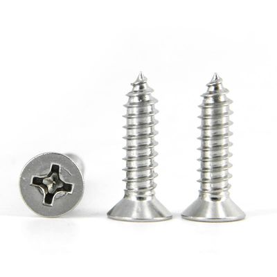 304 Stainless Steel Flat Head Self Tapping Wood Screws OEM Length For Plastic Metal