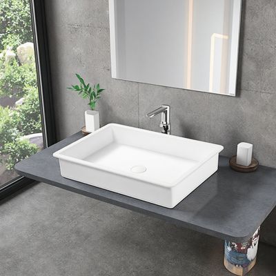 Super Thin Edge Rectangular Artificial Stone Wash Basin Single Bowl For Bathroom