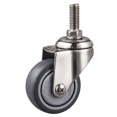 Durable Light Medium Duty Grey Rubber Swivel Plate Mount Castors With Trailing Total Lock Caster