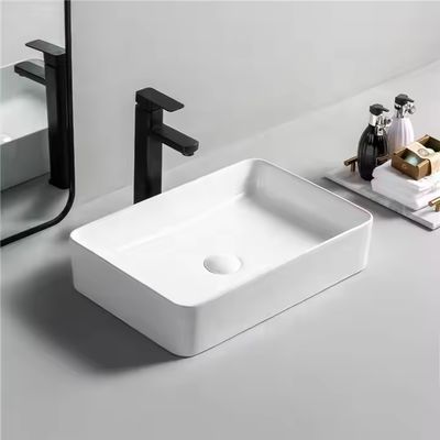 OEM White Porcelain Hand Wash Basin Rectangular Ceramic Countertop Washbasin