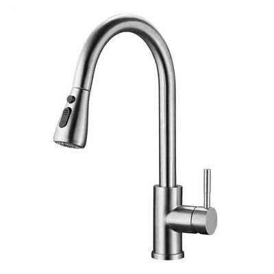 Modern 304 Stainless Steel Pull Out Faucet Universal Hot Cold Kitchen Faucet CE ISO9001