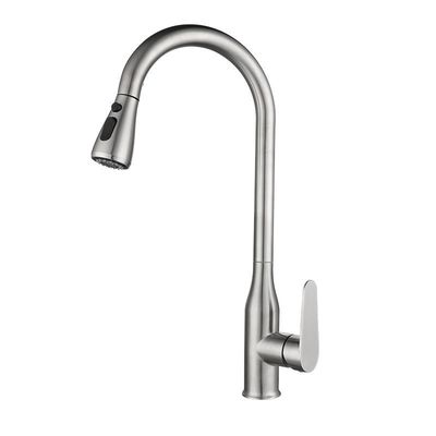 304 Steel Pull Out Kitchen Faucet Telescopic Hot And Cold Single Hole Installation