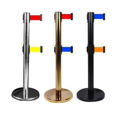 Custom Hotel Railing Stand With Rope Retractable Belt Railing Post Crowd Control