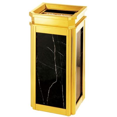 Gold Color Hotel Supplies Ground Ash Barrel Metal Lobby Trash Can High End