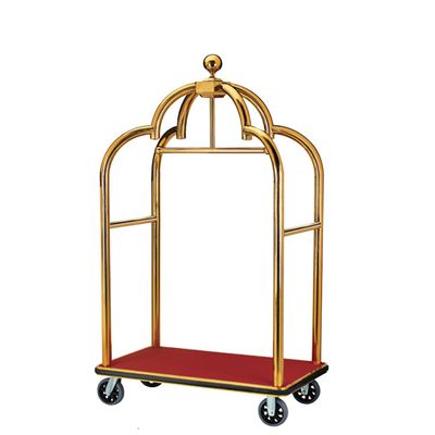 Rose Gold Glaze Finish Hotel Lobby Trolley Luggage Cart Fingerprint Resistant 50-100kg Load