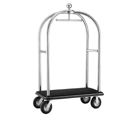 Golden Color 304 Steel Hotel Luggage Cart Concierge Birdcage Knock Down Structure