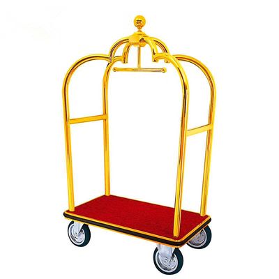 Rose Gold Glaze Hotel Luggage Trolley With Silent Wheel Design Customized Color