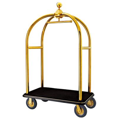 High End Gold Plating Hotel Lobby Luggage Cart Anti Slip Bellboy Luggage Trolley