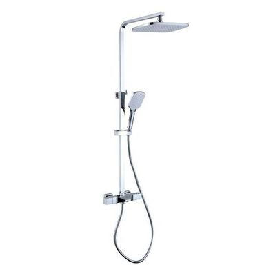 Brass Body Square Pipe Rainfall Shower Head With Thermostatic Bath Shower Mixer
