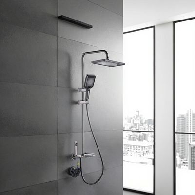 Modern Polished Brass Bathroom Shower Head Set Chrome Finish For Hotel Apartment