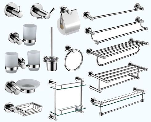 Customized SUS304 Towel Hanger Set Wall Mount Towel Rack Set For Bathroom