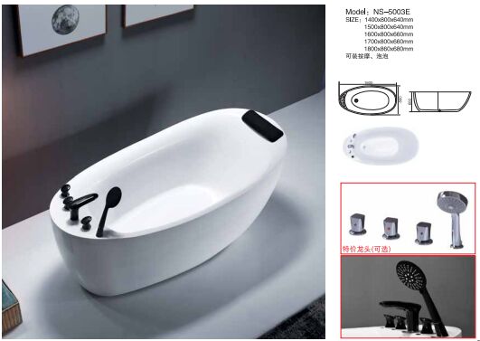Freestanding Hotel Bathtubs with Overflow Cover and Customizable Color for Luxury Bathing Experience