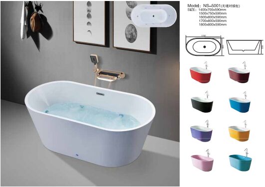 Acrylic Material Freestanding Hotel Bathtub with Overflow Included for Luxury Bathing Experience