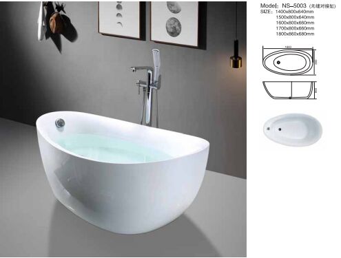 Luxury Hotel Bathtub with Standard Deck-mounted Faucets, Acrylic Material, and Center Drain Location for Ultimate Comfort