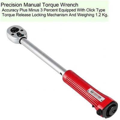 Precision Manual Torque Wrench with ±3% Accuracy and 10-150 Nm Torque Range Featuring Click Type Torque Release