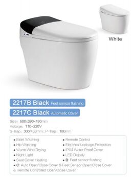 Automated Smart Toilet with Heated Seat, Soft Close, and S-Trap Drainage for Commercial Spaces