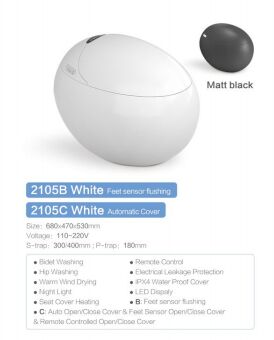 Smart Toilet with Automatic Self-cleaning Nozzle, Less Than 40 DB Noise Level, and Heated Seat With Soft Close