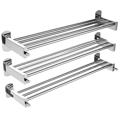 Stainless Steel Bathroom Towel Rack Set - Corrosion Resistant Wall Mounted Bathroom Hardware Accessories