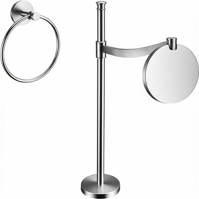 Double Sided Bathroom Towel Rack Set in 201 SUS Stainless Steel with Single Tier Design for Bathroom Wall Mounted Hardware