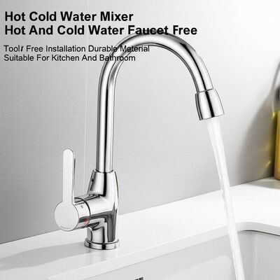 Corrosion-resistant 304 Stainless Steel Faucet with Tool-Free Installation for Hot and Cold Water Mixing