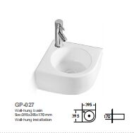 Overflow Hole Ceramic Wash Basin with Single Hole Mounting and Glossy White Finish for Bathroom Sink