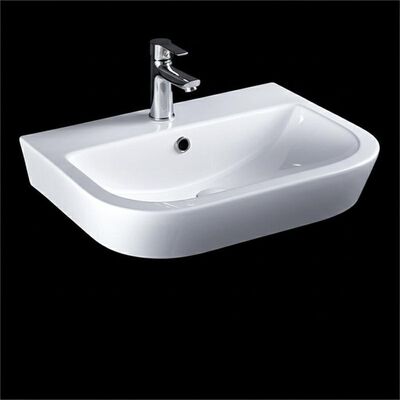 Glossy Surface Corrosion Resistant Bathroom Wash Basin with Overflow Hole for Hotels and Apartments