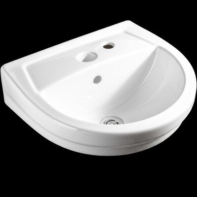 Glossy Surface Finish Bathroom Wash Basin with Wall Mounted Installation and Polished Surface Treatment