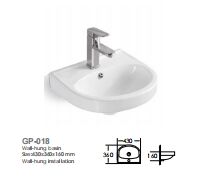 Glossy Surface Finish Porcelain Bathroom Basin with Overflow Hole for Countertop Installation
