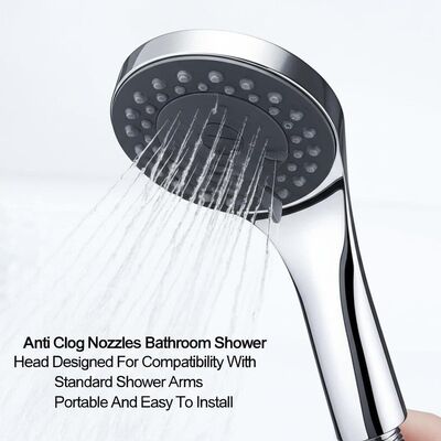 Stainless Steel Bathroom Shower Head with Anti-Clog Nozzles and Portable Design for Easy Installation