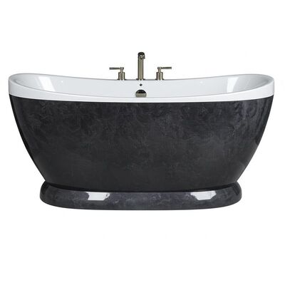 Freestanding Hotel Bathtubs with Glossy Surface Finish, Overflow Cover Included, and Standard Deck-mounted Faucets Compatibility
