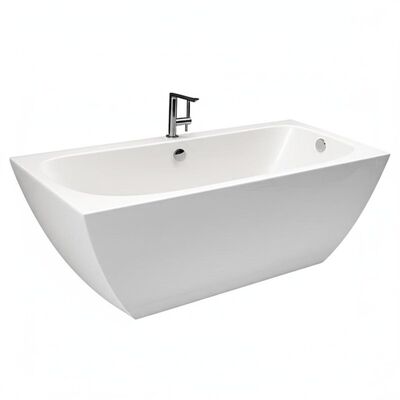 Glossy Surface Finish Hotel Bathtub with Center Drain and Standard Deck-mounted Faucets for Luxury Soaking