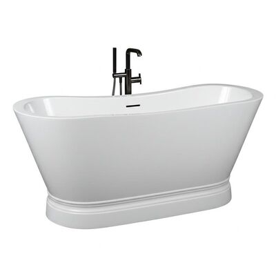 Freestanding Hotel Bathtub with Glossy Surface Finish and Center Drain for Luxury Soaking