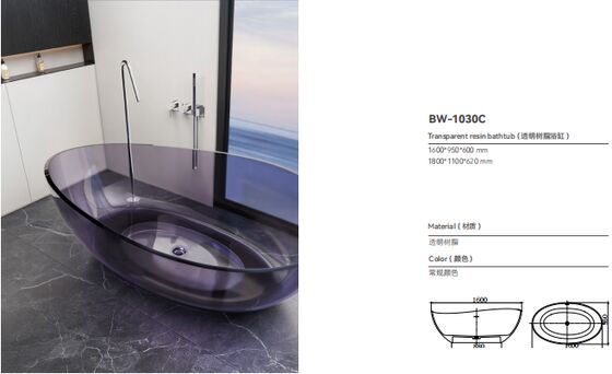 Glossy Surface Finish Freestanding Bathtubs with Center Drain for Luxury Soaking Tubs