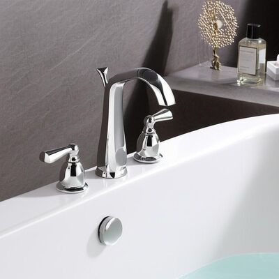 Luxury Soaking Tub with Glossy Surface Finish, Center Drain Location, and Standard Deck-mounted Faucets for Upscale Hotel Bathrooms